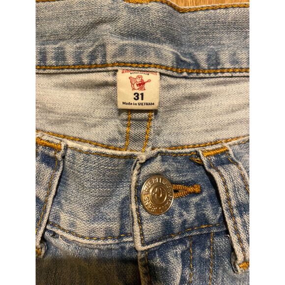 True Religion Jeans, Blue, Size 31 Men, Weathered and Distressed Ankles - Picture 3 of 5